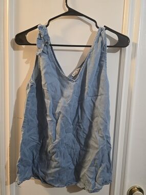 Jane and Delancey Light Blue Denim-Style V-Neck